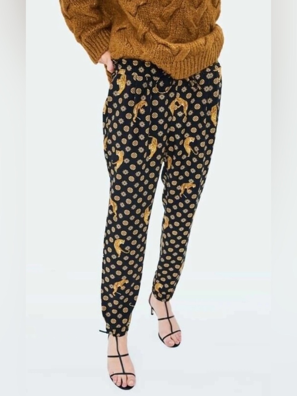 💎RARE💎NWOT Zara Tiger Print Jogger Pants, Size Small